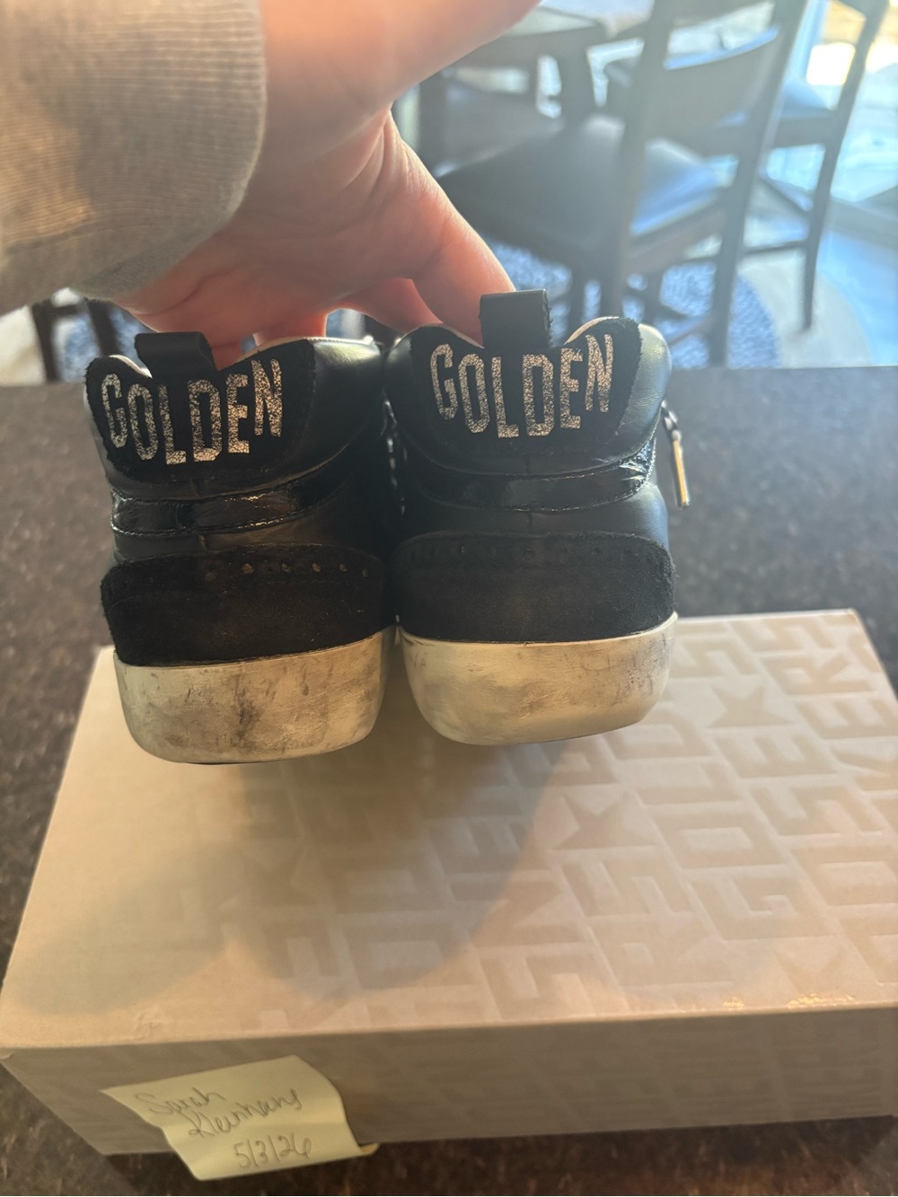 Golden Goose Black & White Star High-Top Sneakers - Picture 5 of 5